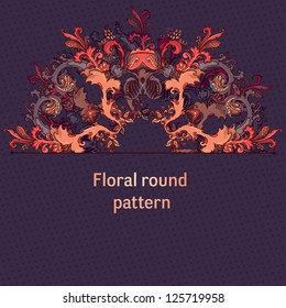 Hand Drawn floral vintage ornaments with flowers. vector purple background