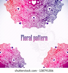 Hand Drawn floral vintage ornaments with flowers. vector  background