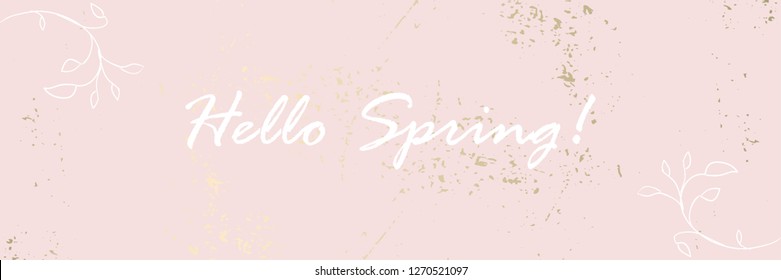 Hand drawn floral vintage pastel pink spring banner background