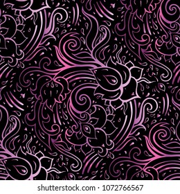 Hand Drawn Floral vintage Pattern. Seamless background. Vector illustration