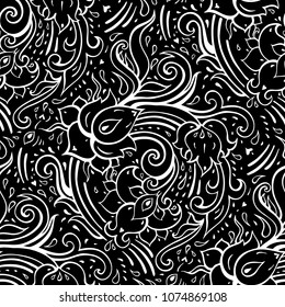 Hand Drawn Floral vintage Pattern. Seamless background. Vector illustration