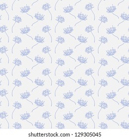 Hand drawn floral wallpaper with set of different flowers. Could be used as seamless wallpaper; textile; wrapping paper or backgr