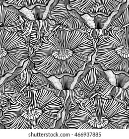 Hand drawn floral wallpaper with set of different flowers. Could be used as seamless wallpaper, textile, wrapping paper or background