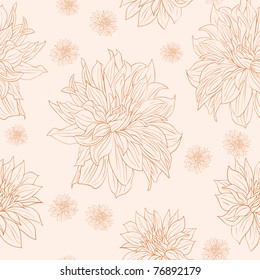 Hand drawn floral wallpaper with set of different flowers. Could be used as seamless wallpaper, textile, wrapping paper or background