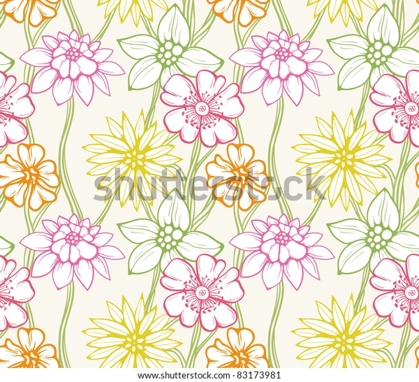 Hand Drawn Floral Wallpaper Set Different Stock Vector Royalty Free 83173981