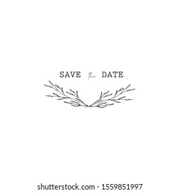 Hand drawn floral wedding badges. Minimalist Floral wedding logo. Save the date. Wedding invitation badge.