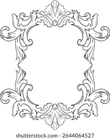 Hand drawn Floral Wedding crest design l  Vintage lineart wedding logo design l Vintage baroque frame engraving border floral retro wedding crest 