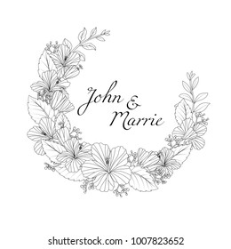 Hand drawn floral wedding invitation card