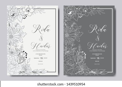 Hand Drawn Floral Wedding Invitation Design