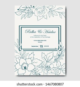 Hand Drawn Floral Wedding Invitation