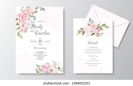 Hand Drawn Floral Wedding Invitation Card