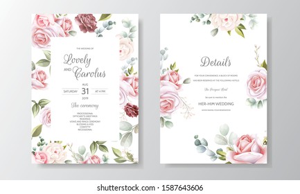 Hand Drawn Floral Wedding Invitation Card