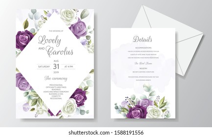 Hand Drawn Floral Wedding Invitation Card