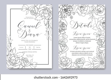 Hand Drawn Floral Wedding Invitation Design