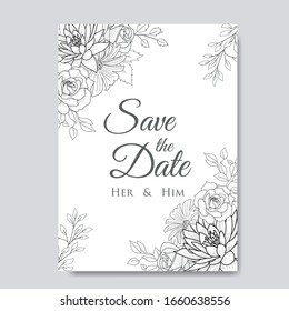 Hand Drawn Floral Wedding Invitation Template