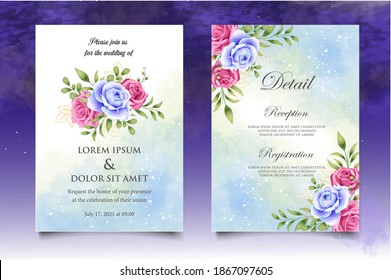 Plantilla de invitación de boda floral dibujada a mano