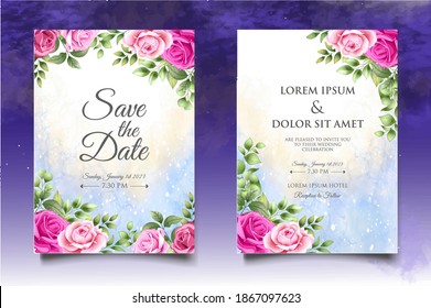 Hand Drawn Floral Wedding Invitation Template Stock Vector (Royalty ...