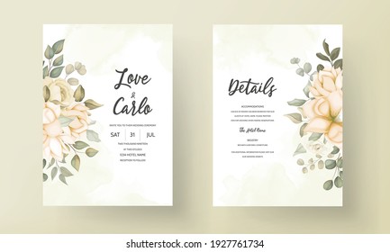 Hand Drawn Floral Wedding Invitation Card Template