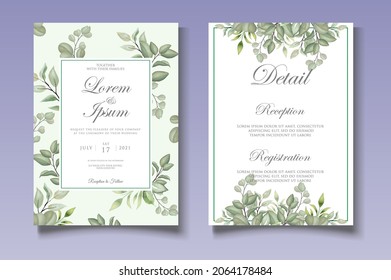 Hand drawn floral wedding invitation card set