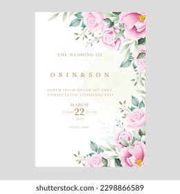  hand drawn floral wedding invitation card template