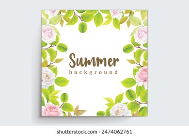 hand drawn floral wedding invitation card template