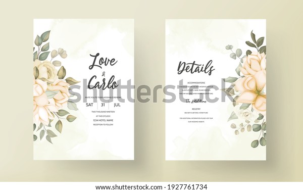 Hand drawn\
floral wedding invitation card\
template