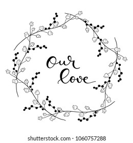 hand drawn floral wreath