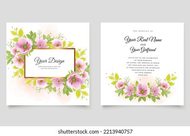 hand drawn floral wreath and border card design