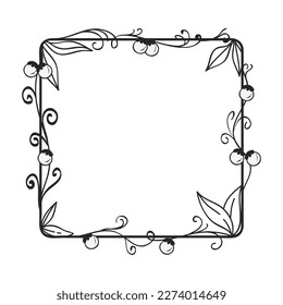 Hand drawn floral wreath. Botanical frames of wild flowers, herbs, branches for wedding decoration, design projects. Vector illustration.