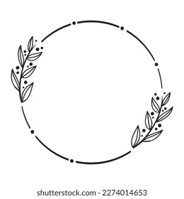 Hand drawn floral wreath. Botanical frames of wild flowers, herbs, branches for wedding decoration, design projects. Vector illustration.