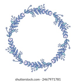 Hand drawn floral wreath, decorative wreaths with flowers.