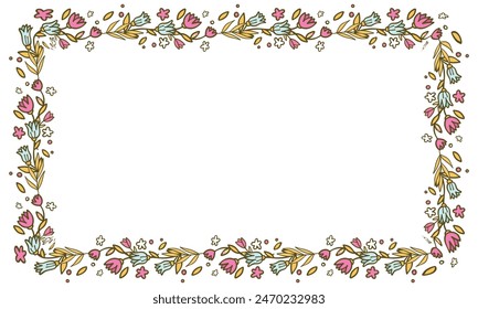 Hand drawn floral wreath, floral frames.