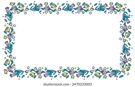Hand drawn floral wreath, floral frames.