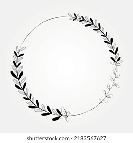 Hand drawn floral wreath, Floral wreath with leaves for wedding. vector design best for invitation save the date and more.