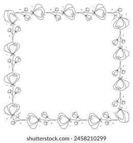 Hand drawn floral wreath on white background