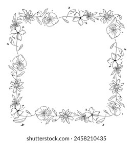 Hand drawn floral wreath on white background