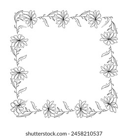 Hand drawn floral wreath on white background
