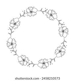 Hand drawn floral wreath on white background