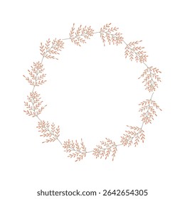 Hand Drawn Floral Wreath with Orange Leaves Minimal Botanical Frame Illustration