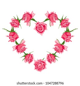 Hand Drawn Floral Wreath Roses Shape Stock Vector (Royalty Free ...