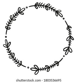 Hand drawn floral wreath. Round frame. Good for invitation, greeting cards, quotes, wedding design. Vector illustration isolated on white background. EPS 10.