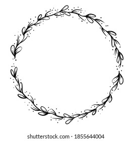 Hand drawn  Floral wreath, vector illustration, decorative element design for greeting card, wedding invitation, save the date. Summer flowers with space for your text, transparent background