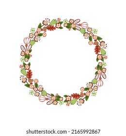 Hand drawn floral wreath vector 