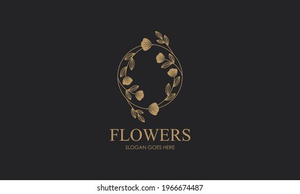 Hand Drawn Floral Wreaths, Floral Logo, Vector Graphic Circle Frames Logo