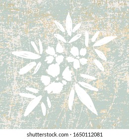 hand drawn florals on grunge pastel gold patina chic background