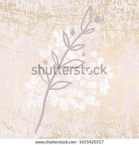 hand drawn florals on grunge pastel gold patina chic background