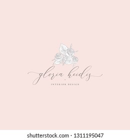 Simple Line Drawing Floristic Frame Border Stock Vector (Royalty Free ...