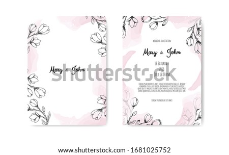 Hand Drawn Floristic Frame Border with Flowers, Branches, Plants. Decorative Outlined Vector Illustration. Floral Design Element.