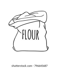 Hand drawn flour isolated. Vector artistic drawing food. Actual illustration 