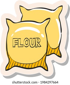 Hand drawn Flour sack icon in sticker style vector illustration